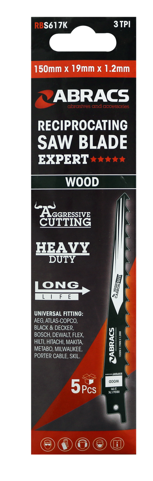 RBS617K RECIP SAW BLADE 150x19x1.2mm - WOOD (5)