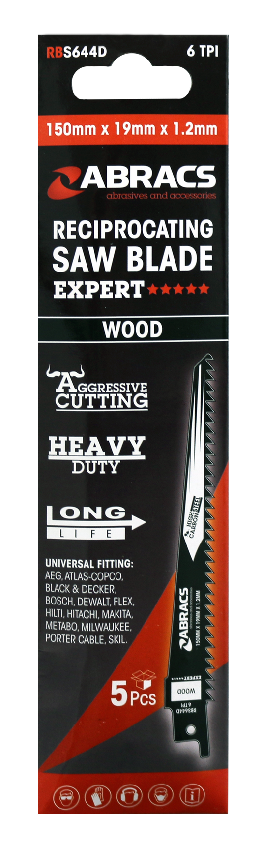 RBS644D RECIP SAW BLADE 150x19x1.2mm - WOOD (5)