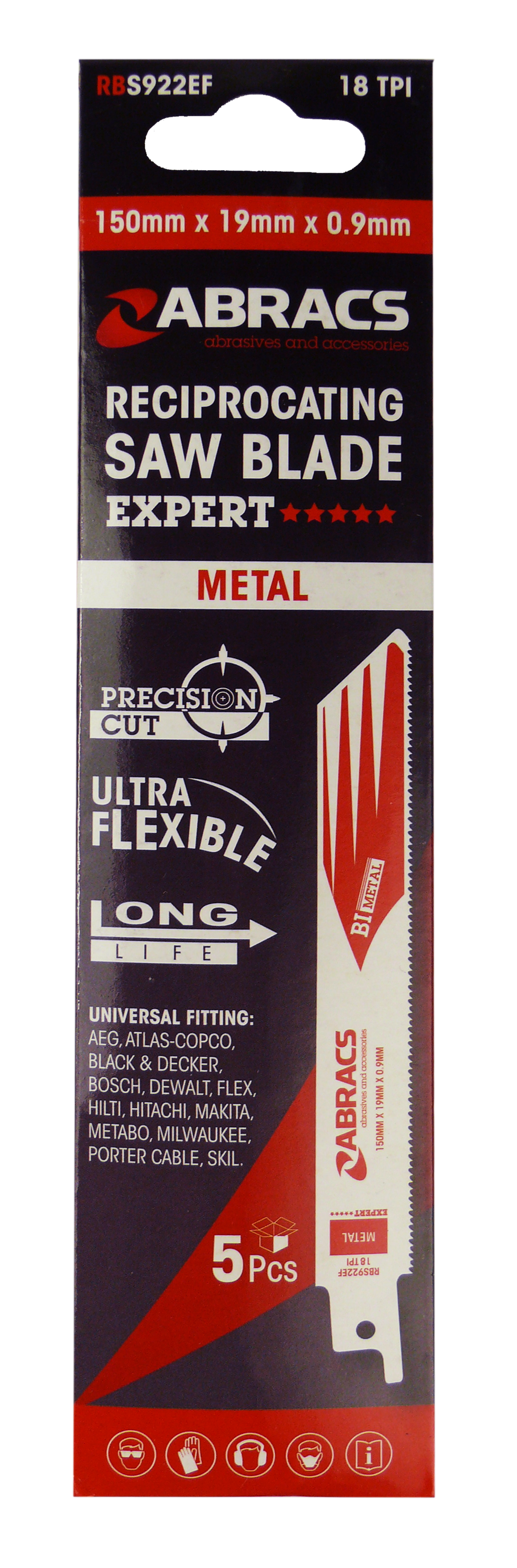 RBS922EF RECIP SAW BLADE 150x19x0.9mm - METAL (5)