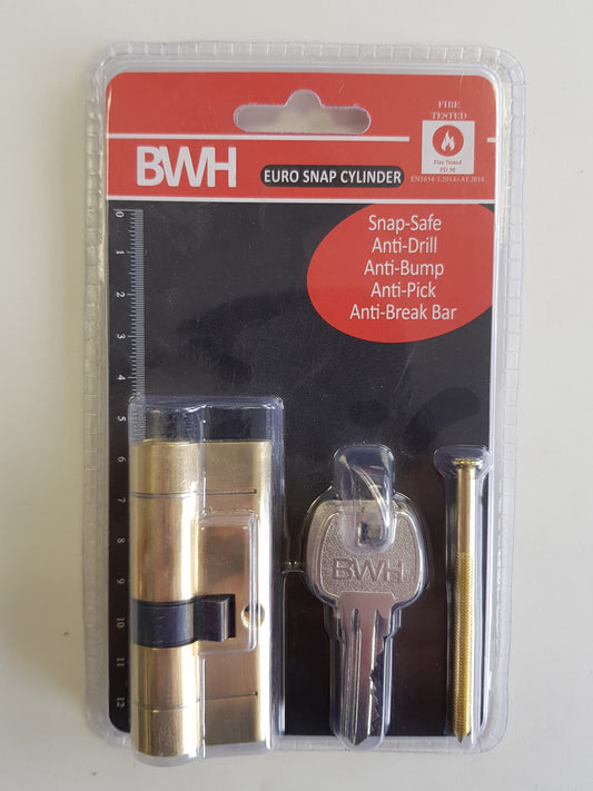 BWH SNAP EURO CYLINDER 60MM BRASS KEY/KEY
