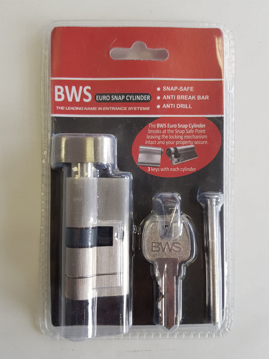 BWH SNAP EURO CYLINDER 60MM SATIN NICKLE KEY/TURN