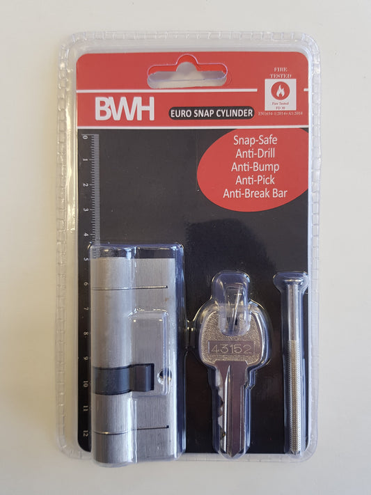 BWH SNAP EURO CYLINDER 75MM SATIN NICKLE KEY/KEY