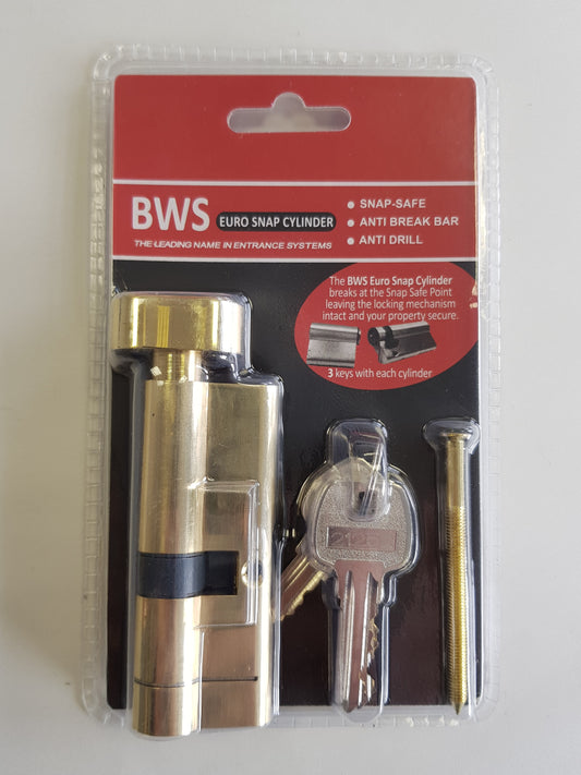 BWH SNAP EURO CYLINDER 80MM BRASS KEY/TURN