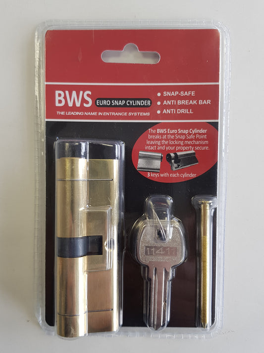 BWH SNAP EURO CYLINDER 80MM BRASS KEY/KEY