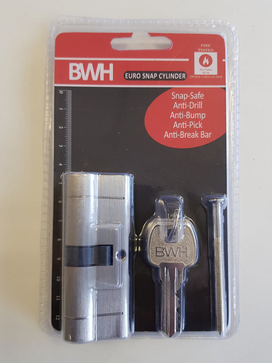 BWH SNAP EURO CYLINDER 80MM SATIN NICKLE KEY/KEY