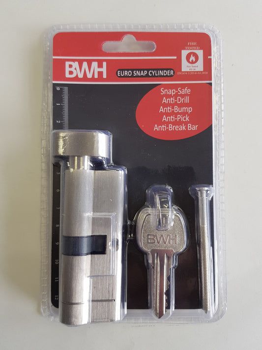 BWH SNAP EURO CYLINDER 80MM SATIN NICKLE KEY/TURN
