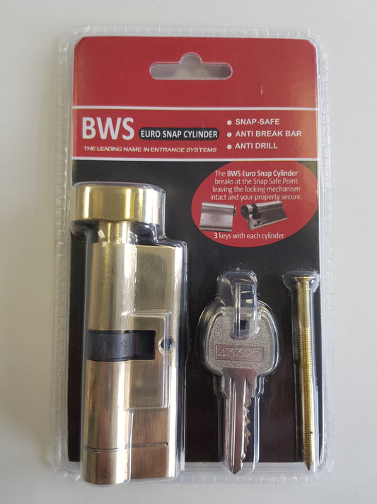 BWH SNAP EURO CYLINDER 80MM BRASS KEY/TURN