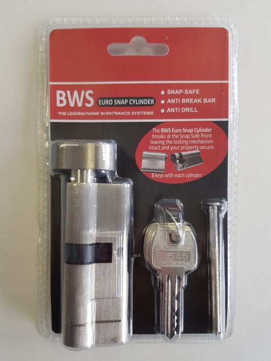 BWH SNAP EURO CYLINDER 80MM SATIN NICKLE KEY/TURN