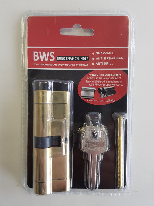 BWH SNAP EURO CYLINDER 90MM BRASS KEY/KEY