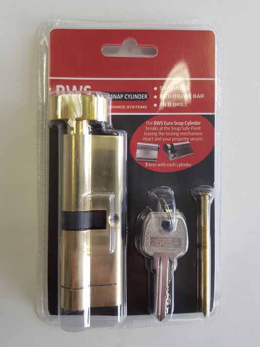 BWH SNAP EURO CYLINDER 90MM BRASS KEY/TURN