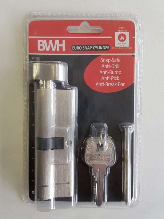 BWH SNAP EURO CYLINDER 90MM SATIN NICKLE KEY/TURN