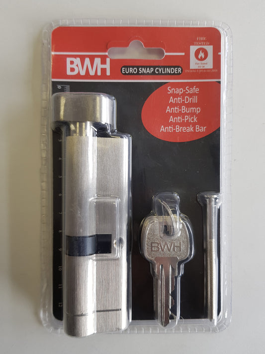 BWH SNAP EURO CYLINDER 100MM SATIN NICKLE KEY/TURN