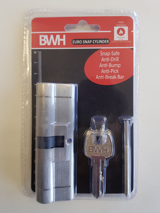 BWH SNAP EURO CYLINDER 100MM SATIN NICKLE KEY/KEY