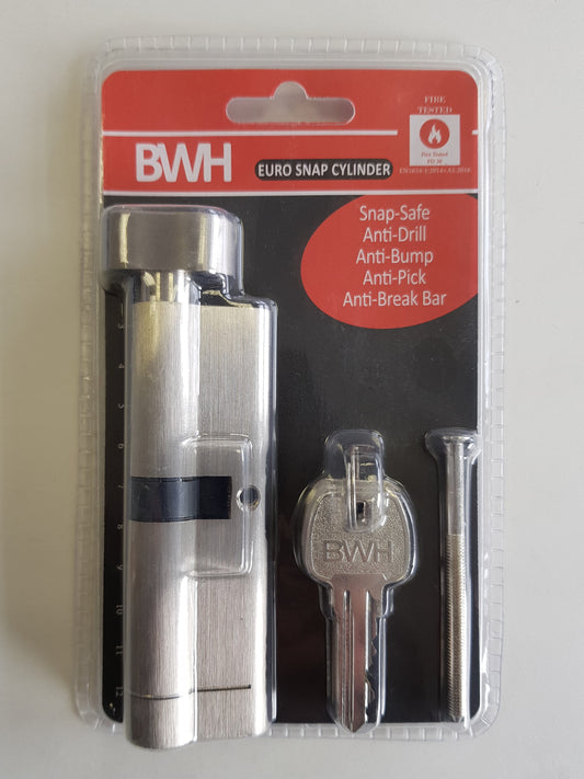 BWH SNAP EURO CYLINDER 120MM SATIN NICKLE KEY/TURN