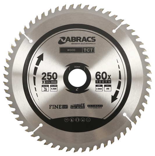 TCT25060 BLADE 250mm x 30mm x 60T - Wood