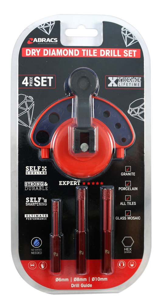 TDBSET4 Diamond Tile Drill Bit 4pc Set 6-7-8mm + Guide