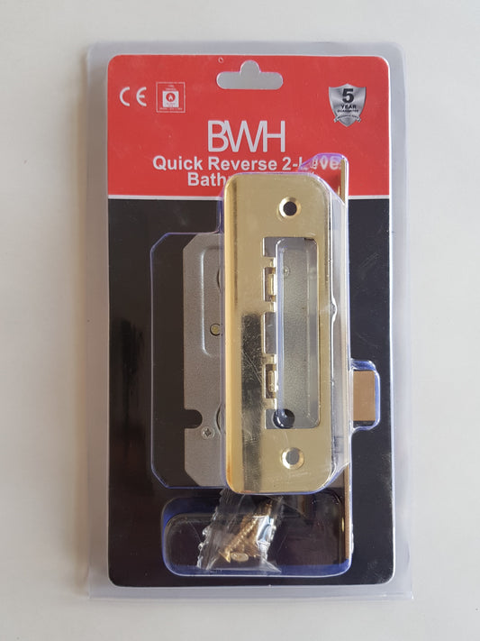 BWH VISI PACKED 76mm BRASS 2 LEVER BATHROOM LOCK