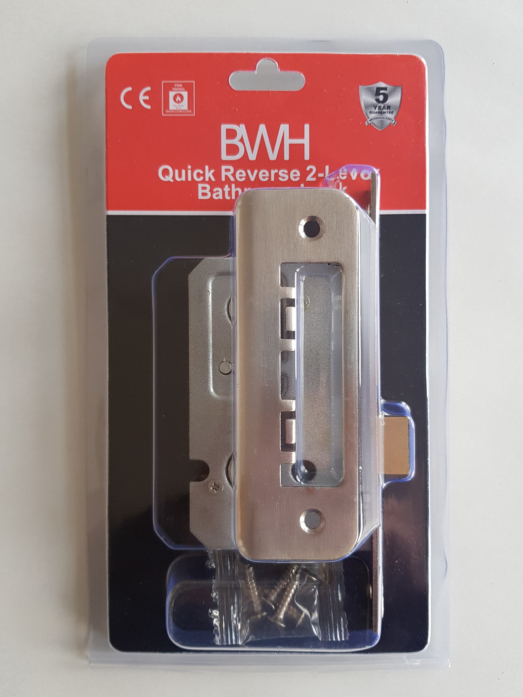 BWH VISI PACKED 63mm SATIN NICKLE 2 LEVER BATHROOM LOCK
