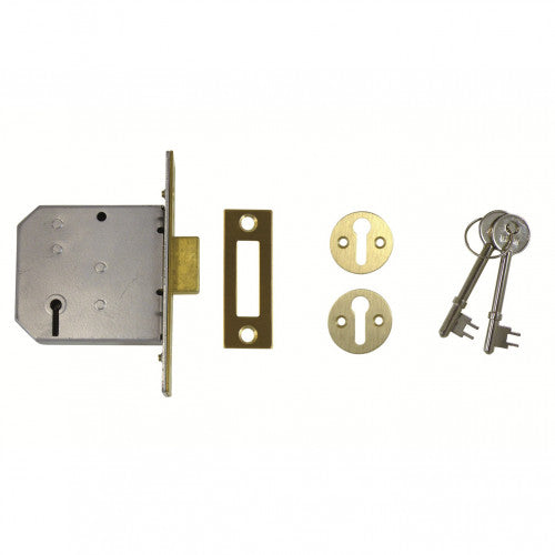 UNION 3'' 3 LEVER DEADLOCK BRASS
