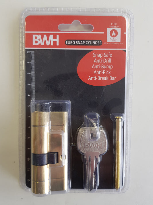 BWH SNAP EURO CYLINDER 70MM BRASS KEY/KEY